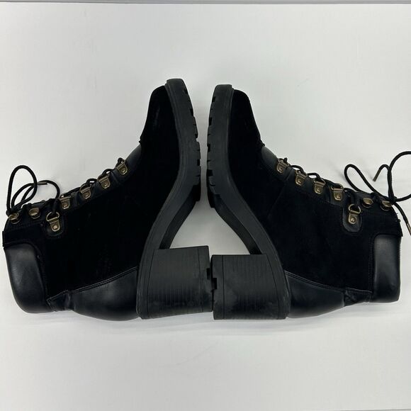 Shoedazzle Felixa Block Heel Hiker Bootie Size 8.5 Black Boots Rock Punk Grunge - Picture 5 of 16